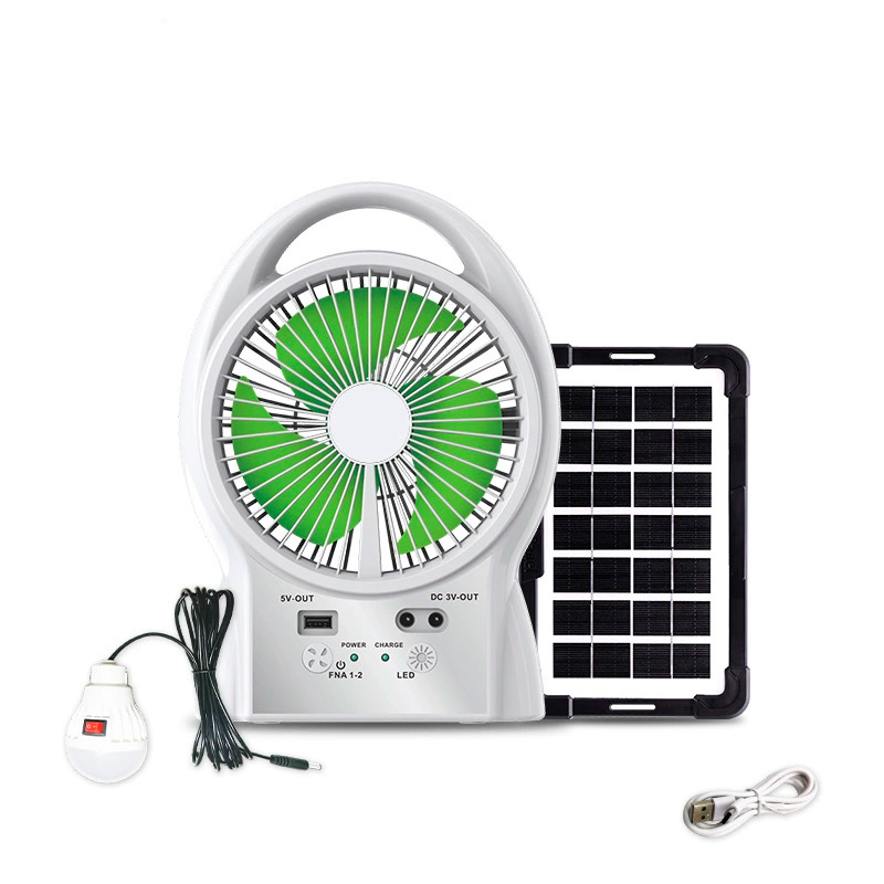 Ventilador Solar 6 Pulgadas GD-8026 Recargable con Panel y Luz LED - Vista 1