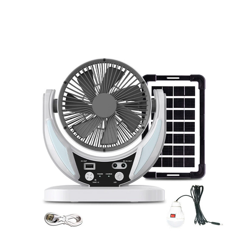 Ventilador Solar Recargable 8” GD-8025 con Panel Solar 6W y Carga USB - Vista 1