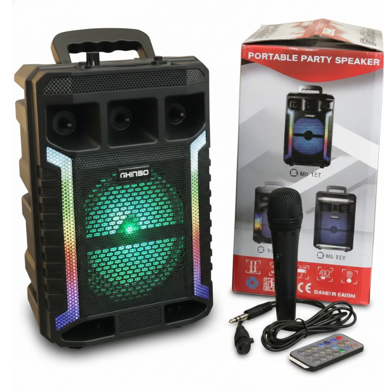 Parlante Bluetooth Portátil KIMISO QS-627 6.5" con Luces LED, Micrófono, FM, USB y Karaoke. - Vista 1