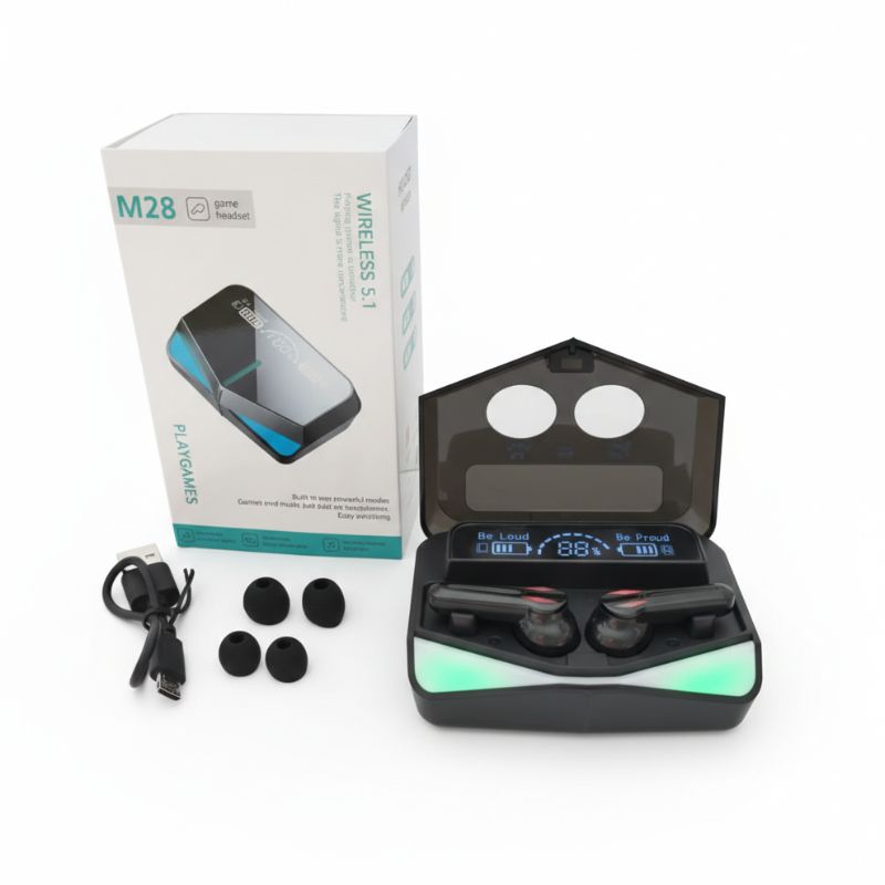 Audífonos Bluetooth M28 Gamer con Estuche de Carga y Sonido Envolvente - Vista 1
