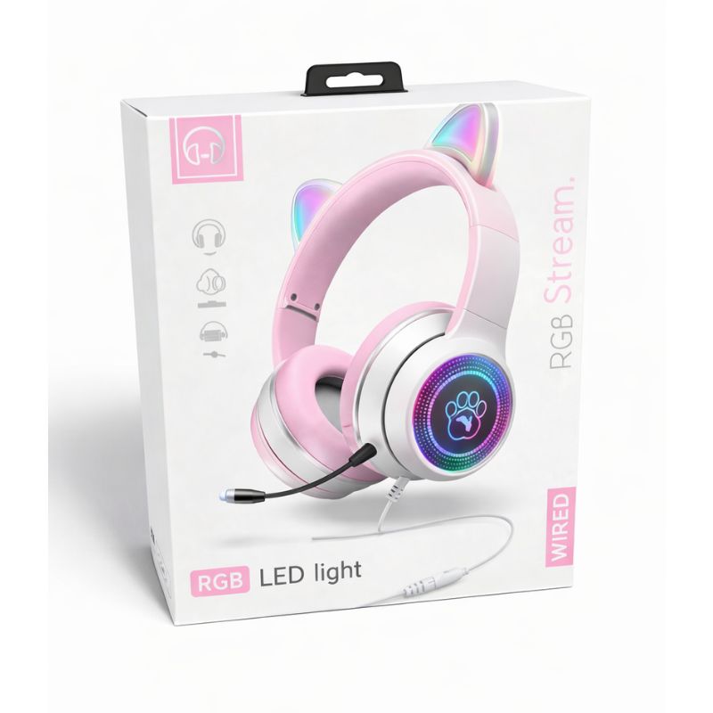 Audífonos Gamer USB Orejas de Gato RGB con Micrófono 7.1 - Vista 4