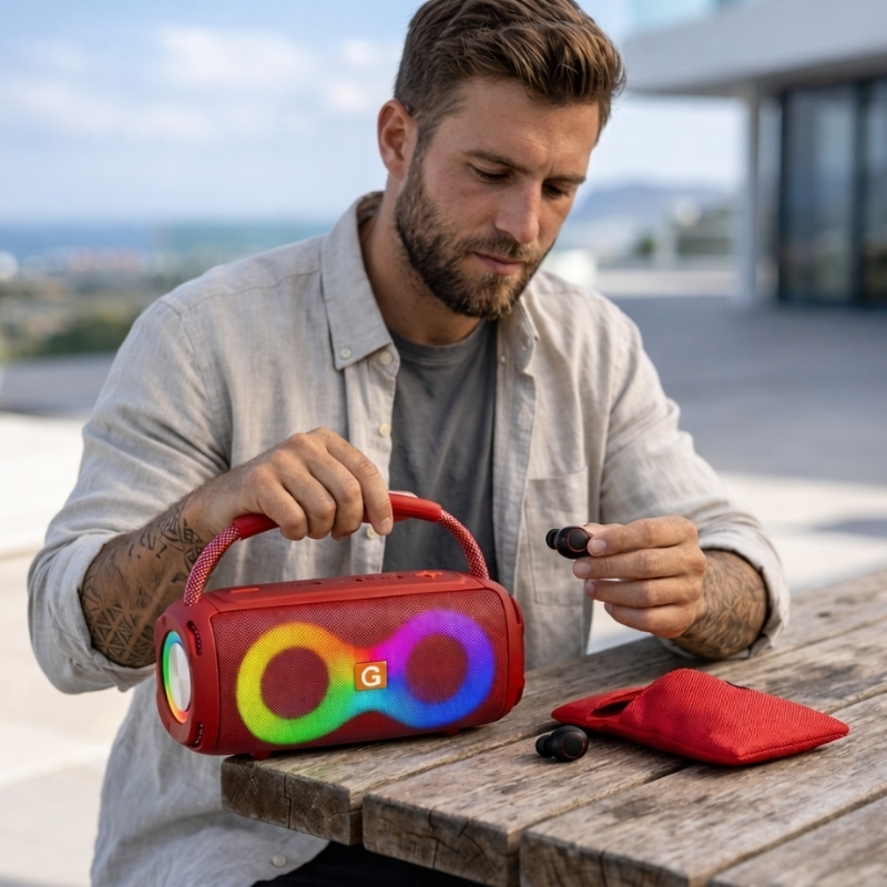 Parlante Bluetooth ET-313 de la marca LB con luces LED RGB - Vista 4