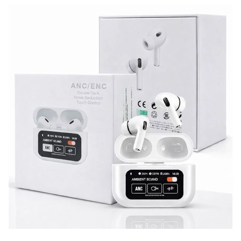Audífonos Inalámbricos Bluetooth con Cancelación de Ruido 5.3 Blancos ANC/ENC con Pantalla LED - Vista 1