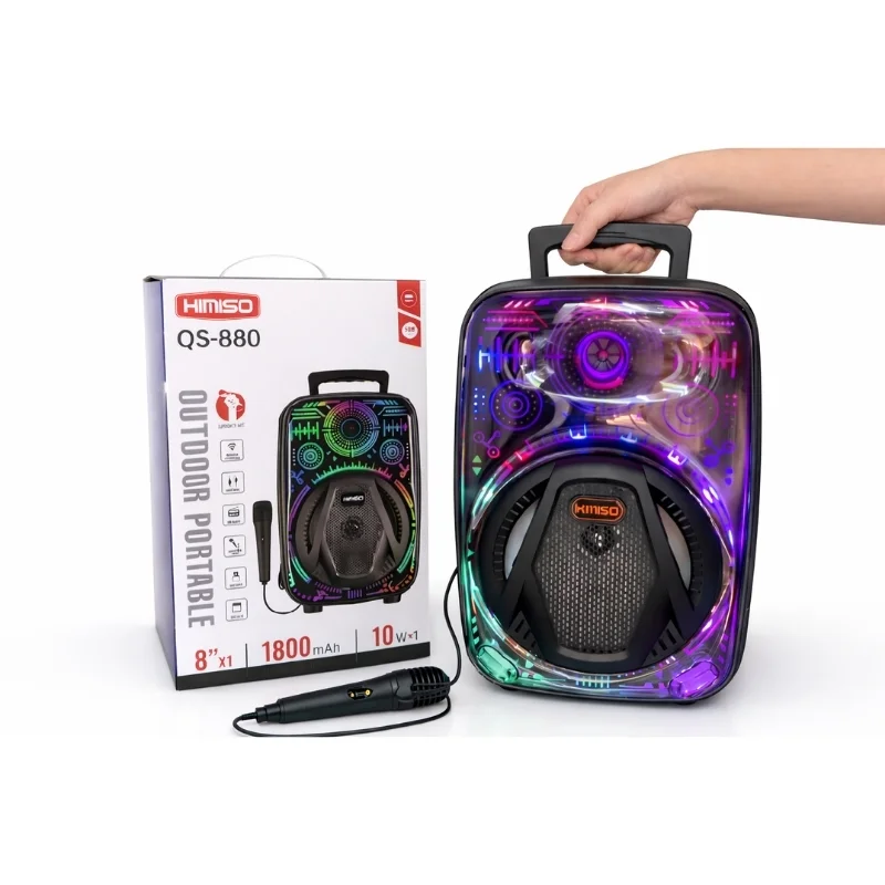 Altavoz Portátil KIMISO QS-880 de 8 Pulgadas con Bluetooth, Micrófono con Cable y Control - Vista 2