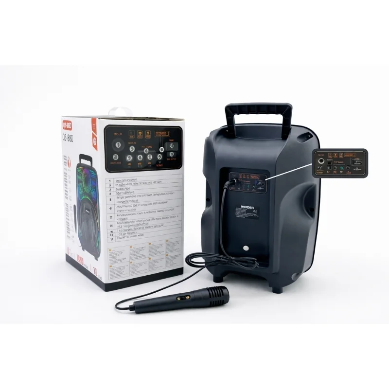 Altavoz Portátil KIMISO QS-880 de 8 Pulgadas con Bluetooth, Micrófono con Cable y Control - Vista 3