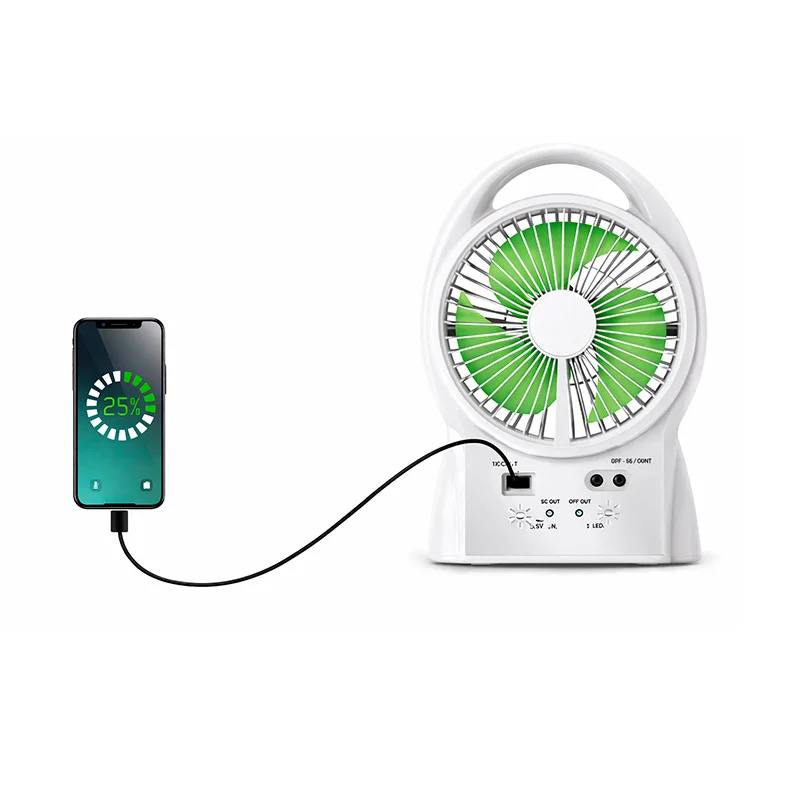 Ventilador Solar 6 Pulgadas GD-8026 Recargable con Panel y Luz LED - Vista 2