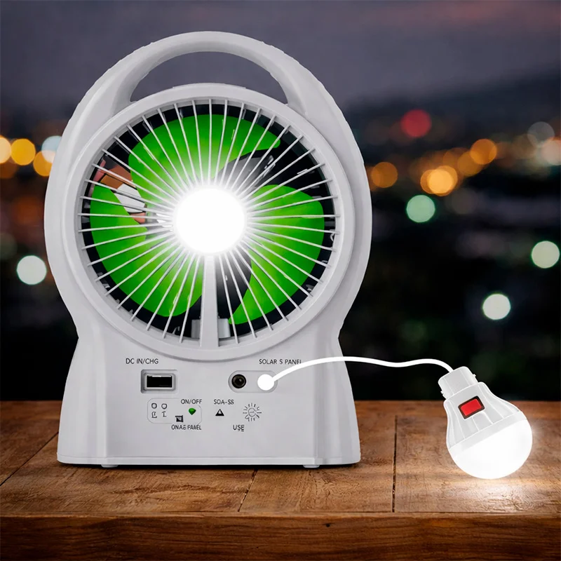 Ventilador Solar 6 Pulgadas GD-8026 Recargable con Panel y Luz LED - Vista 3