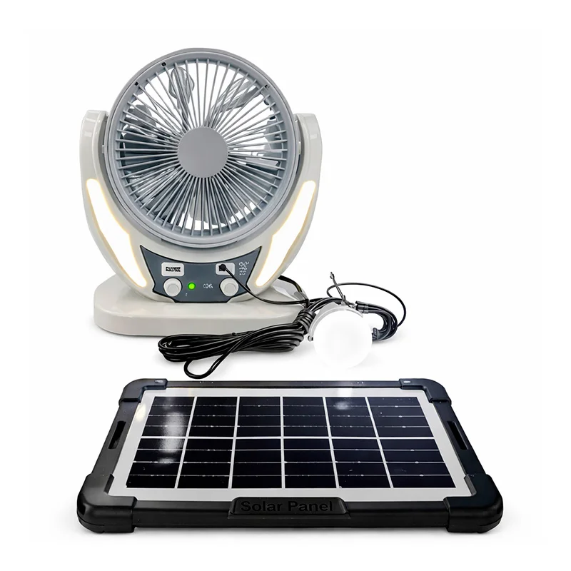 Ventilador Solar Recargable 8” GD-8025 con Panel Solar 6W y Carga USB - Vista 3