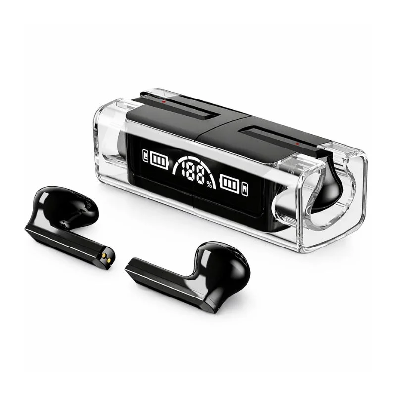 Audífonos Inalámbricos F30 BQ30 Bluetooth 5.3 con Pantalla Digital y Estuche Transparente - Vista 3