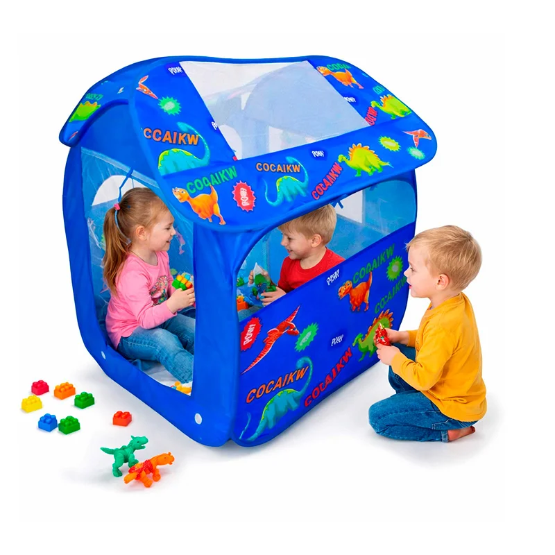 Carpa Infantil Plegable Dinosaurios Azul 80x80x100 cm – Casa de Juego para Niños - Vista 2