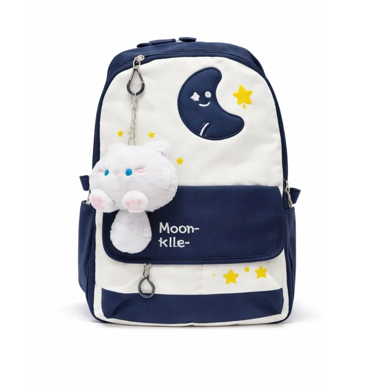 Mochila Juvenil Multicolor con Diseño de Luna, Amplios Compartimentos y Peluche - Vista 1