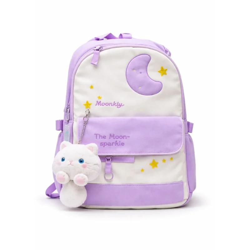 Mochila Juvenil Multicolor con Diseño de Luna, Amplios Compartimentos y Peluche - Vista 2