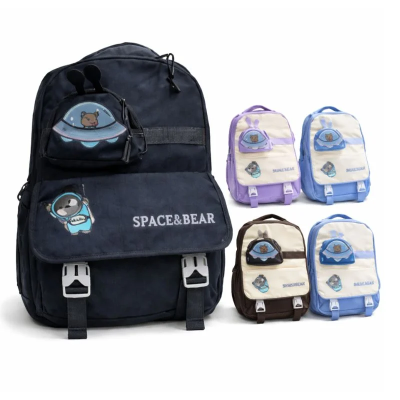 Mochila Escolar Space & Bear con Diseño Espacial y Múltiples Compartimentos - Vista 3