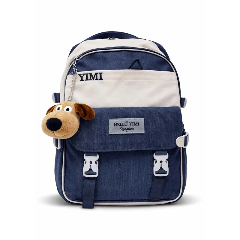 Mochila Juvenil YIMI Hello con Llavero Decorativo y Diseño Bicolor - Vista 2