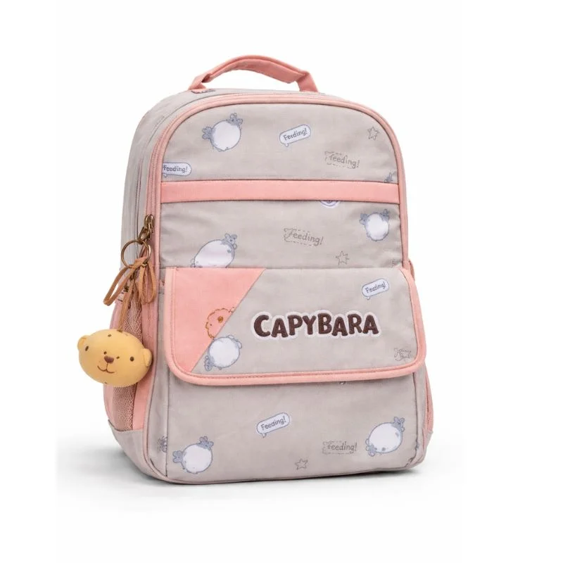 Mochila Capybara Juvenil Diseño Kawaii con Llavero Decorativo Escolar - Vista 2