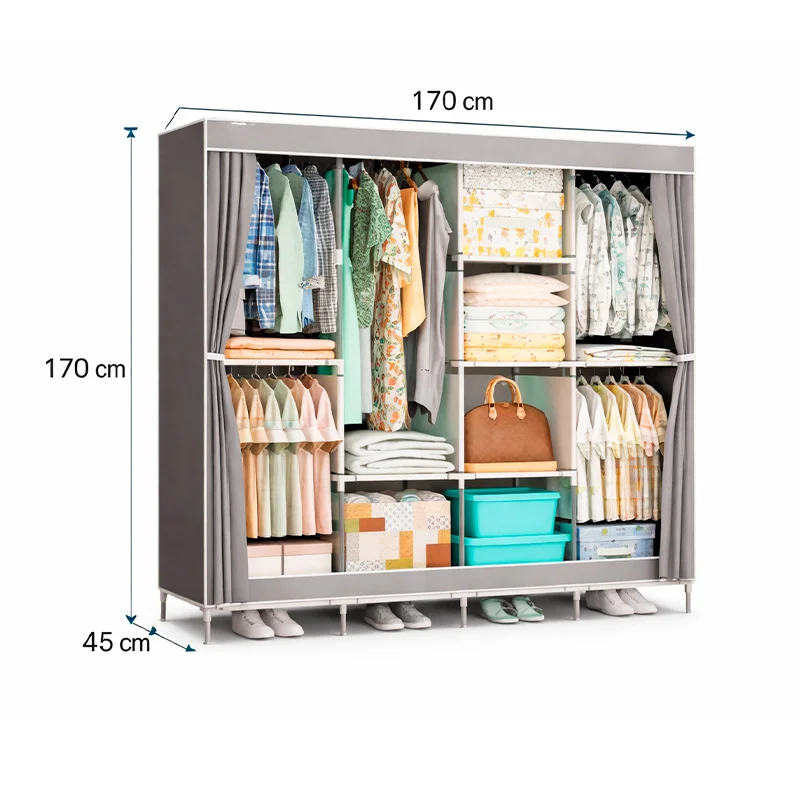 Armario Sólido Plegable 4 Filas x 10 Estantes con Estructura Metálica 170x45x170 cm - Vista 3