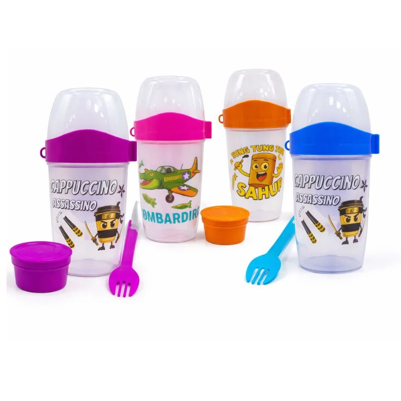 Vaso Yogurero Brainrot con Tapa y Cubierto 2 en 1 para Lonchera - Vista 3