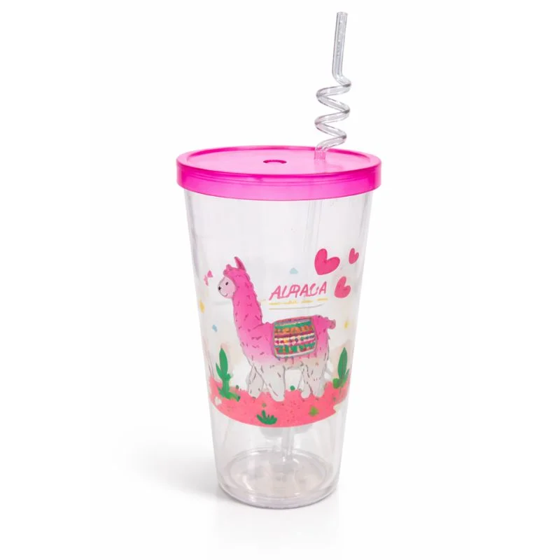 Vasos Llamita 500 ml con Cañita y Tapa para Bebidas Frías - Vista 2