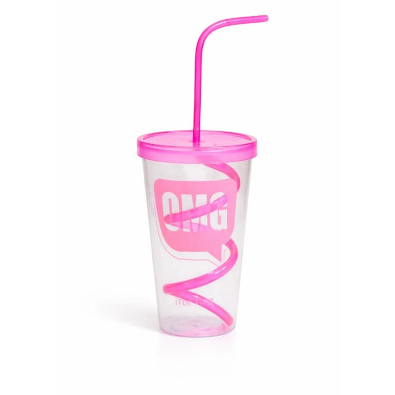 Vaso Acrílico OK HI OMG 500 ml con Tapa y Cañita - Vista 2