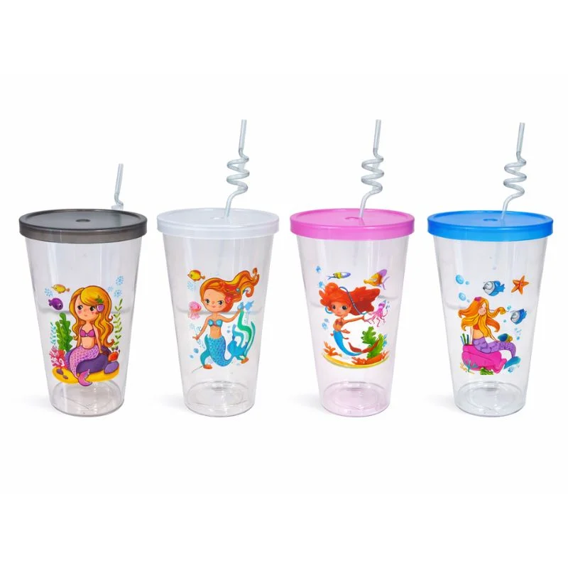 Vasos Sirena 500 ml con Tapa y Cañita para Bebidas Frías - Vista 3