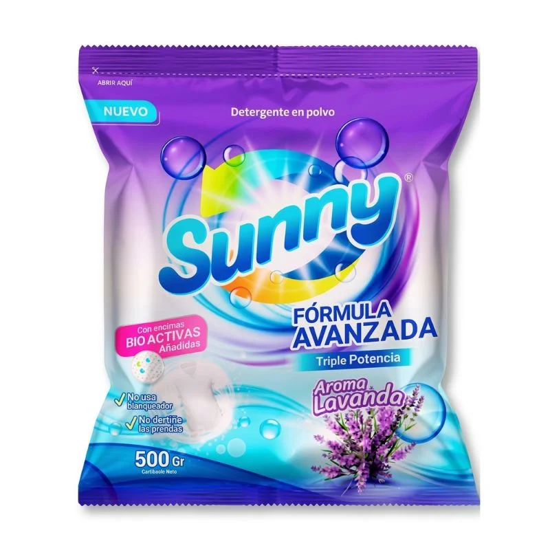 Detergente en Polvo Sunny 500g | Fórmula con Enzimas Bioactivas y Aroma Lavanda/Limón - Vista 1