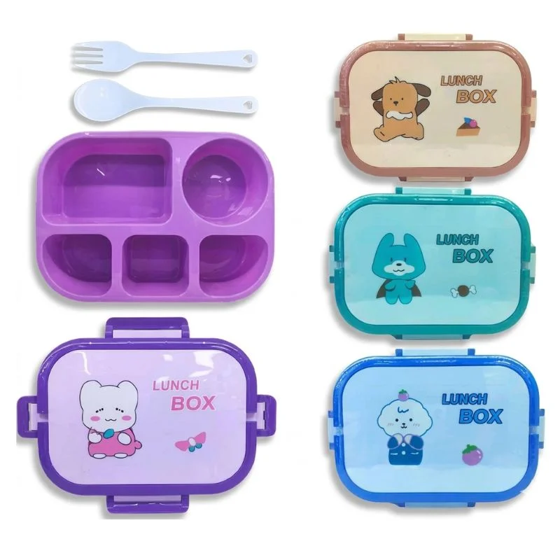 Set de Táper Infantil Kawaii con 5 Divisiones y Cubiertos | Loncheras - Vista 3