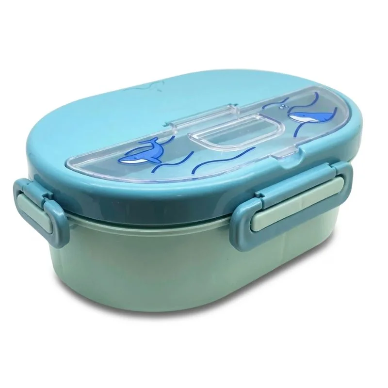 Táper Rectangular Ballena Kawaii | 625ml con 4 Divisiones - Vista 3
