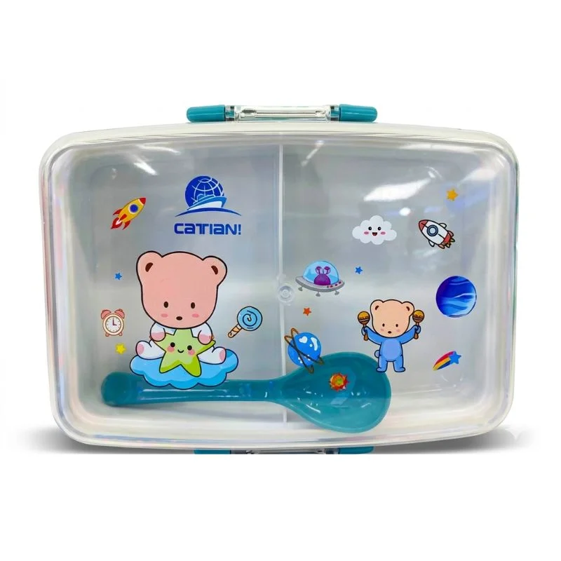 Set de Táper Kiss Bear 1100ml | Lonchera Grande con 2 Divisiones e Incluye Cuchara - Vista 3