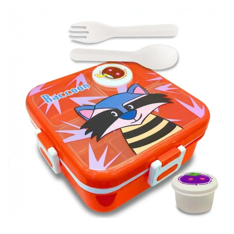 Set de Táper Animalitos del Bosque 950ml | Lonchera con Cubiertos y Salsero - Vista 1
