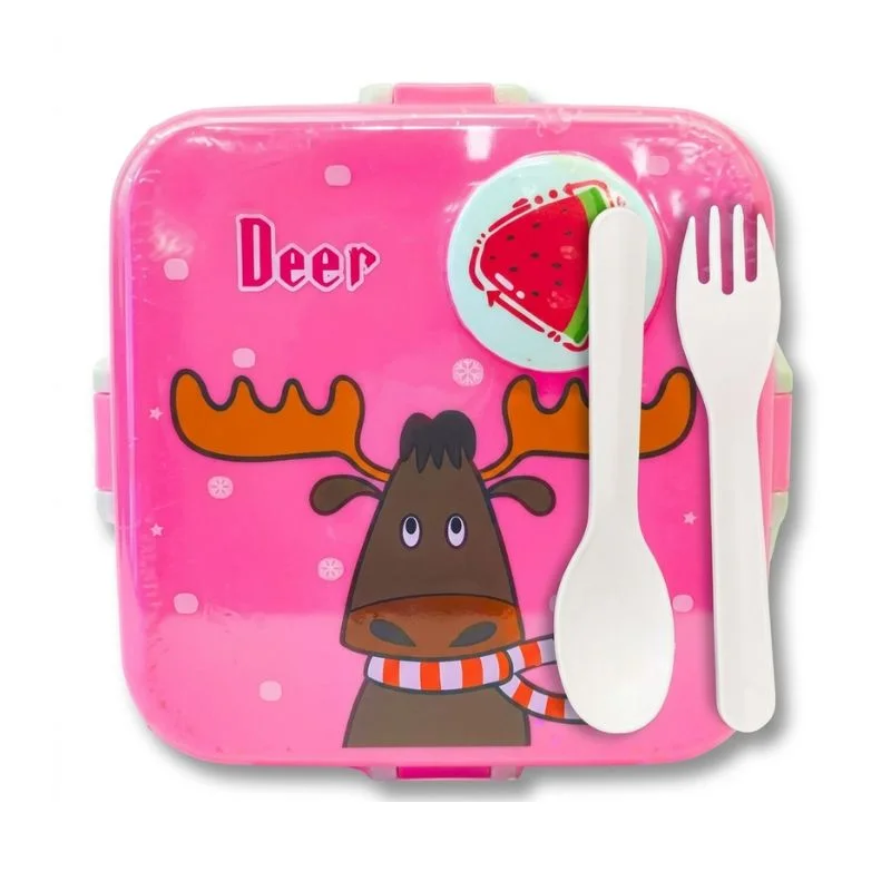 Set de Táper Animalitos del Bosque 950ml | Lonchera con Cubiertos y Salsero - Vista 2