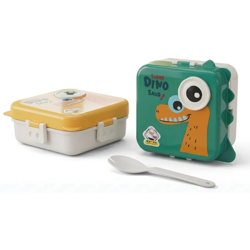 Lonchera Dinosaurio 1.2L para Niños | Táper con 3 Divisiones y Cubierto - Vista 3