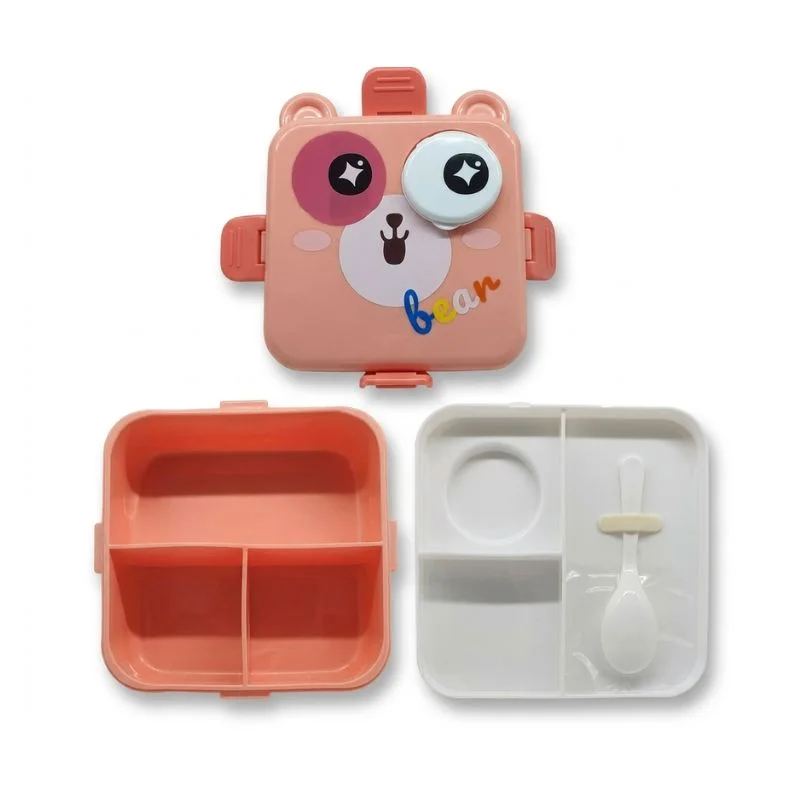 Lonchera de Osito Infantil 1L | Táper de 2 Niveles con Bandeja y Cuchara - Vista 3