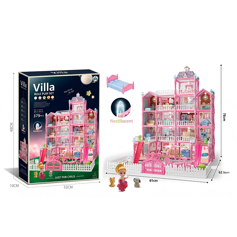 Set Casa de Muñecas Castillo Villa Armable 379 Piezas con Luz - Vista 2