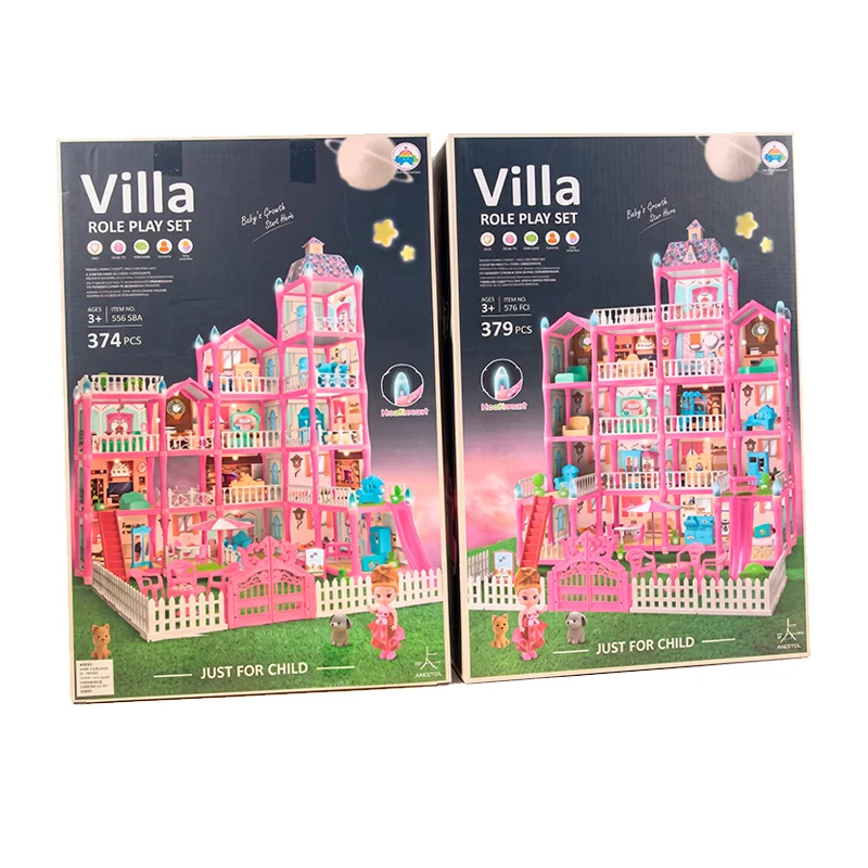 Set Casa de Muñecas Castillo Villa Armable 379 Piezas con Luz - Vista 3