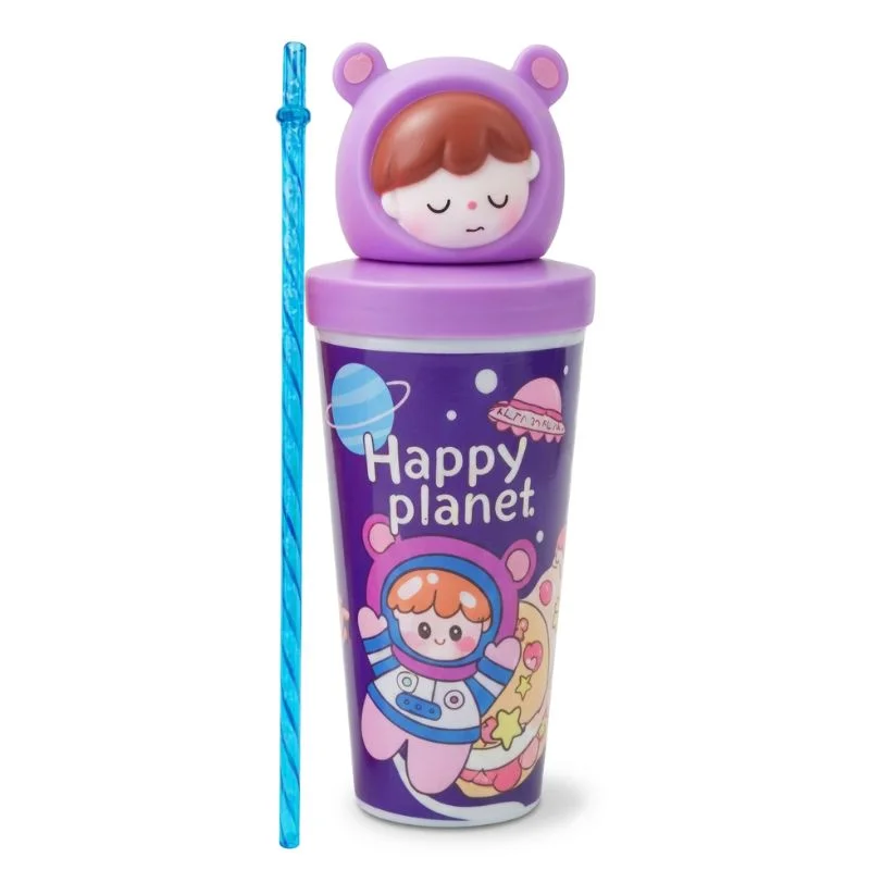 Vaso con Tapa de Astronauta 3D - Diseño Kawaii Happy Planet 650ml | Regalo Ideal - Vista 2