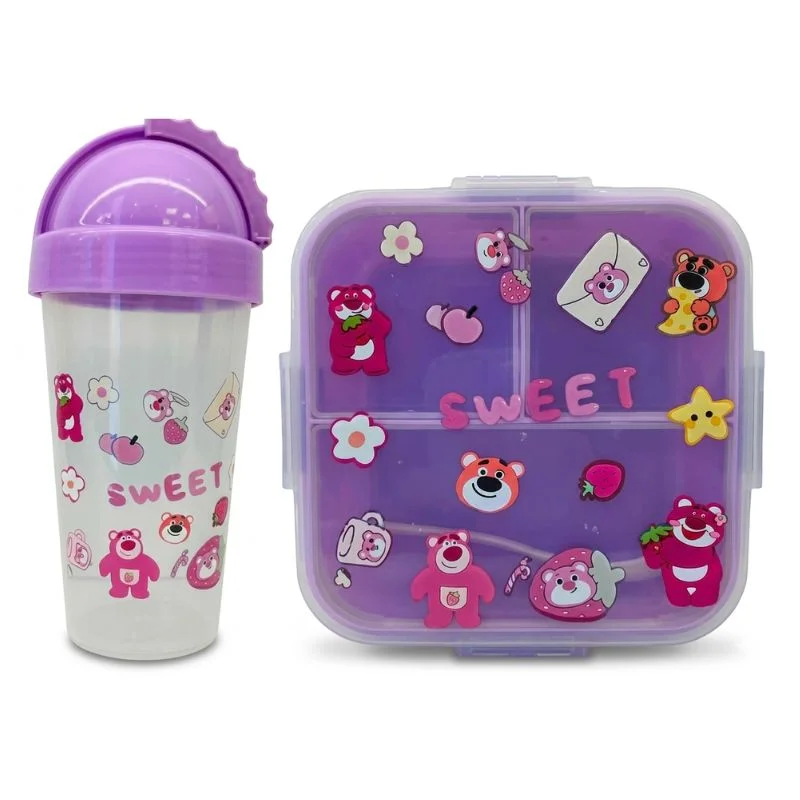 Set de Lonchera y Tomatodo Sweet Kawaii | Táper 3 Divisiones + Cubierto - Vista 2