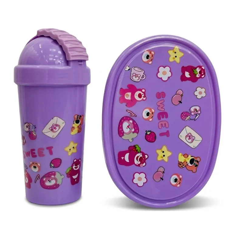 Sets de Almuerzo Escolar Kawaii: Táper + Tomatodo + Cubierto - Vista 2