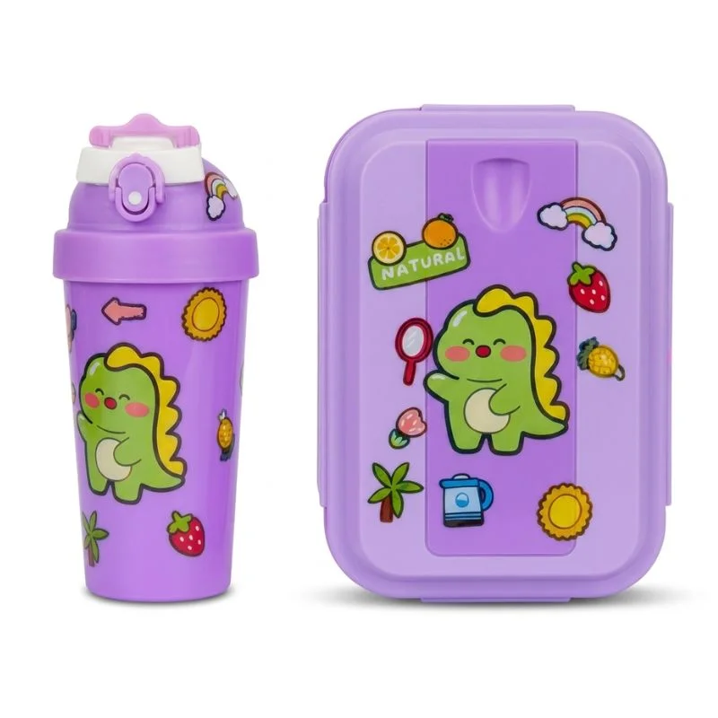 Set de Lonchera Dinosaurio Kawaii: Táper de 750ml con 2 Divisiones y Tomatodo - Vista 3