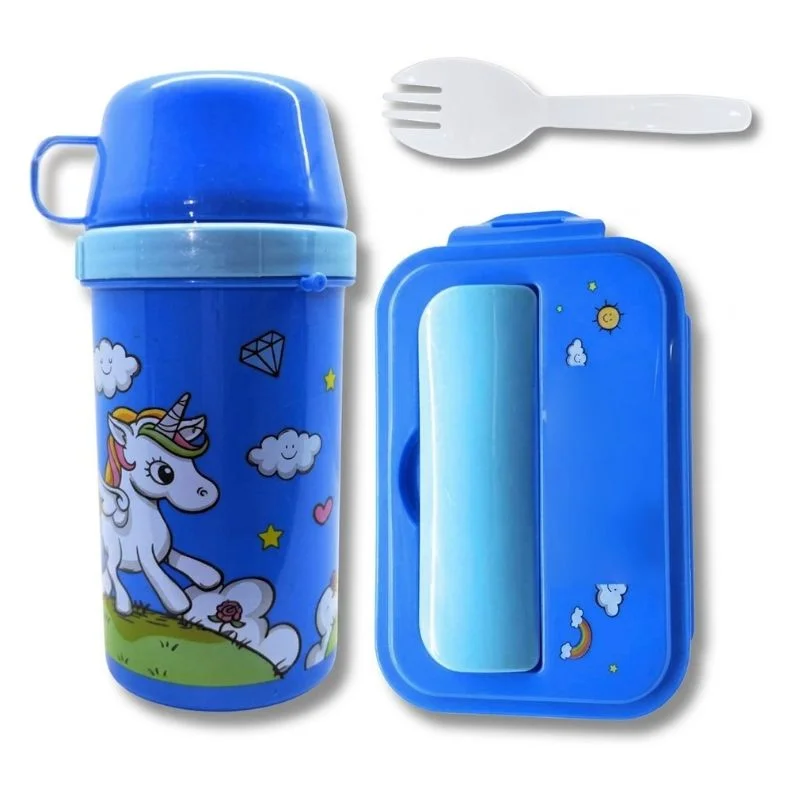 Set de Táper Unicornio 625ml con 3 Divisiones y Tomatodo 400ml - Vista 1