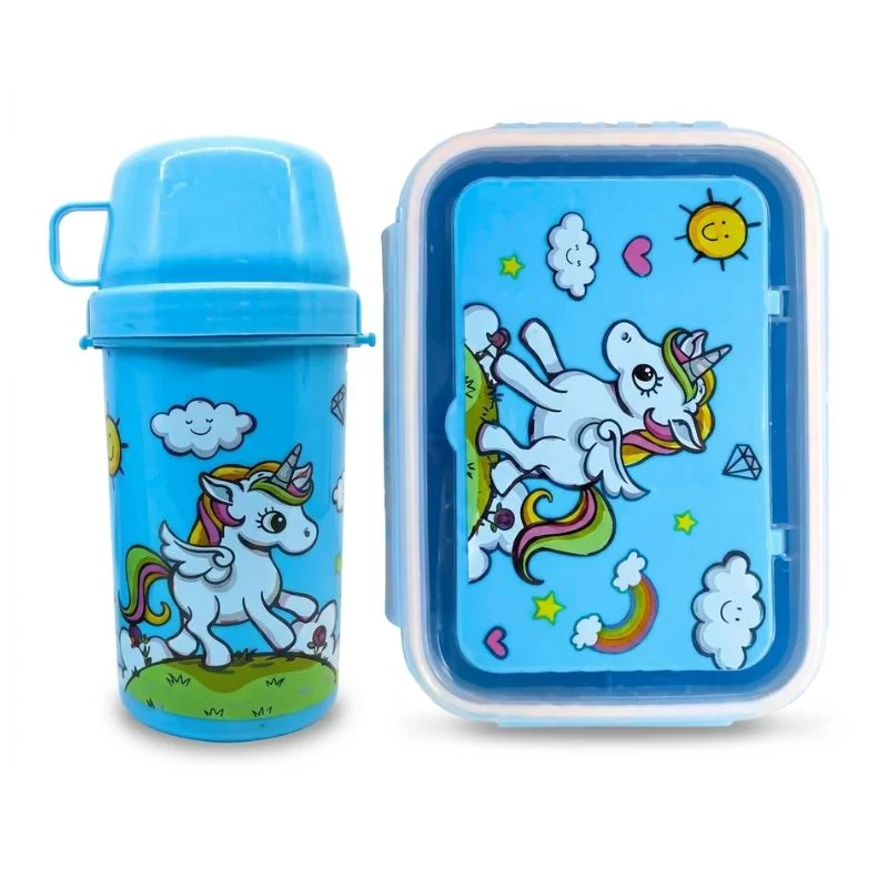 Set de Lonchera Unicornio Kawaii: Táper con 3 Divisiones 500ml y Tomatodo - Vista 2