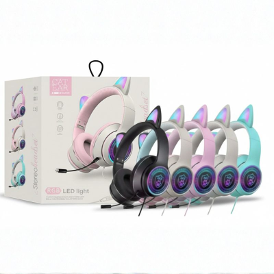 Audífonos Gamer USB Orejas de Gato RGB con Micrófono 7.1