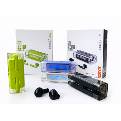 Audífonos Inalámbricos F30 BQ30 Bluetooth 5.3 con Pantalla Digital y Estuche Transparente