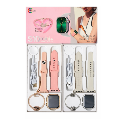 Reloj Inteligente AMC LED Exquisite Bracelet S10 Mini+ Rosa y Plata para Android y iOS