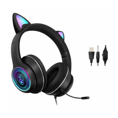 Audífonos Gamer USB Orejas de Gato RGB con Micrófono 7.1 miniatura 3