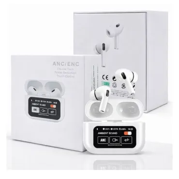 Audífonos Inalámbricos Bluetooth con Cancelación de Ruido 5.3 Blancos ANC/ENC con Pantalla LED