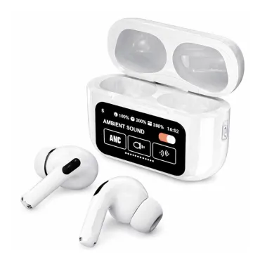 Audífonos Inalámbricos Bluetooth con Cancelación de Ruido 5.3 Blancos ANC/ENC con Pantalla LED miniatura 2