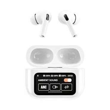 Audífonos Inalámbricos Bluetooth con Cancelación de Ruido 5.3 Blancos ANC/ENC con Pantalla LED miniatura 3