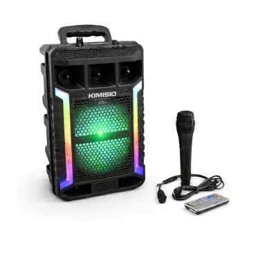 Parlante Bluetooth Portátil KIMISO QS-627 6.5" con Luces LED, Micrófono, FM, USB y Karaoke. miniatura 2