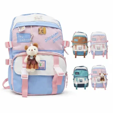 Mochila Juvenil Multicolor con Diseño Cute, Amplio Espacio y Múltiples Bolsillos miniatura 3