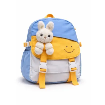 Mochila Multicolor con Peluche de Conejo y Múltiples Compartimentos miniatura 2